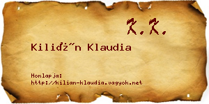 Kilián Klaudia névjegykártya